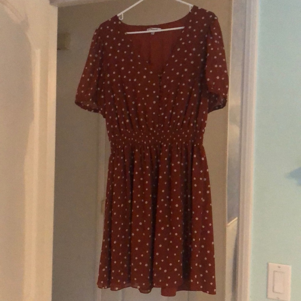 Polka dot rust dress